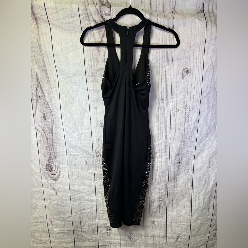 Bebe Elegant Black beaded Studded halter Dress XS - Picture 5 of 6